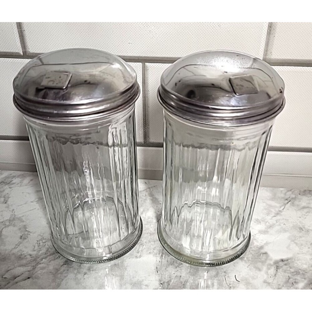 2 LIBBEY Of Canada Restaurant Style Sugar Dispensers Coffee Bar Vintage *Read